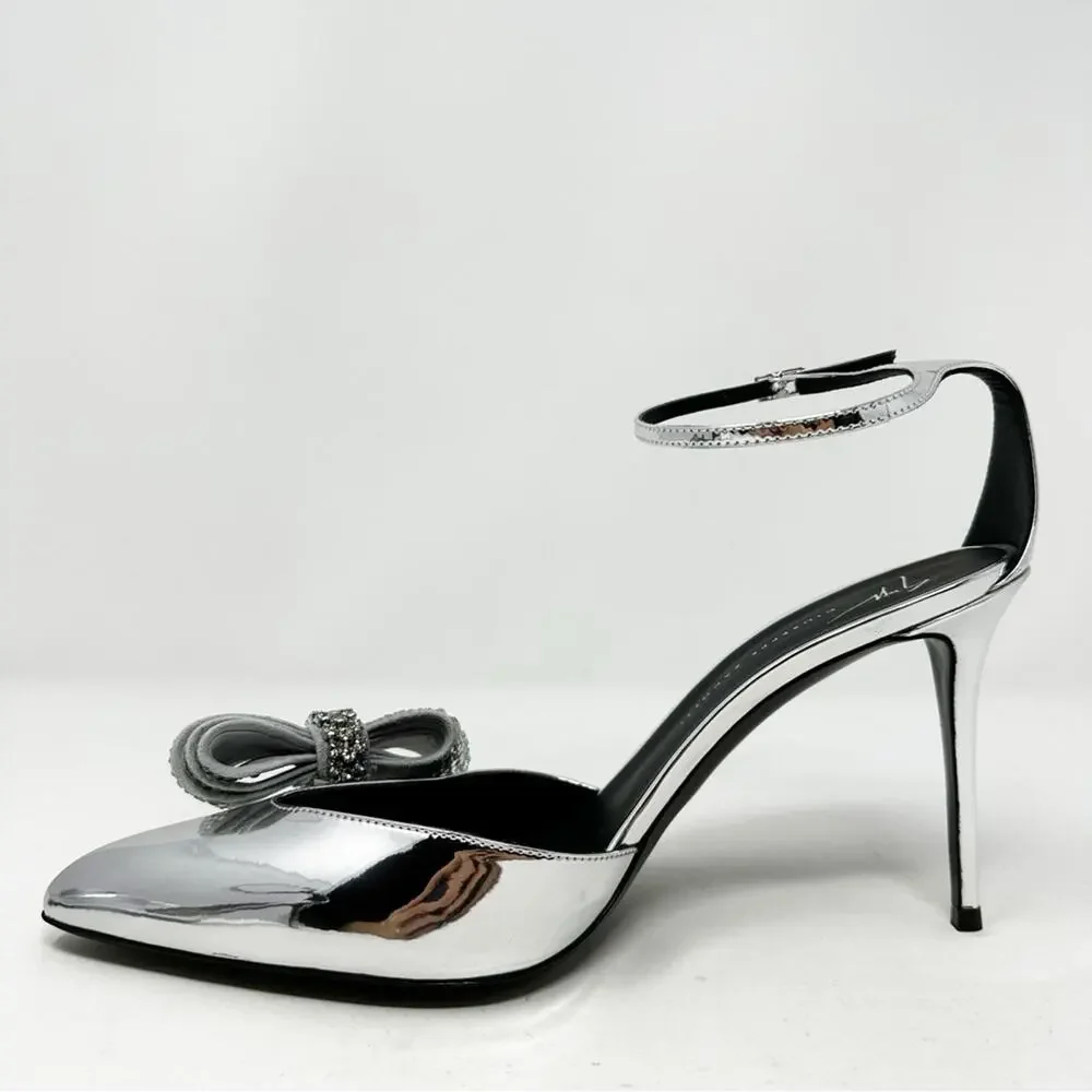 Giuseppe Zanotti Crystal Bow Ankle Strap Heels Womens Size EU 41